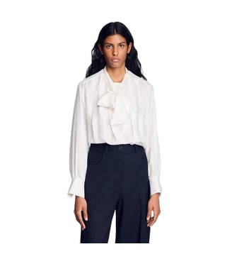Chemise en soie à lavallière - Sandro - Écru