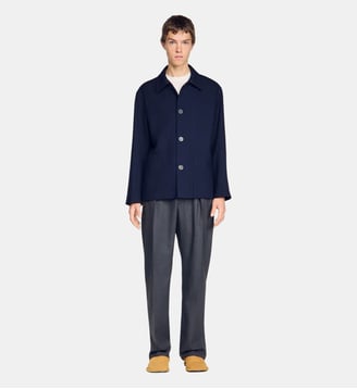Blouson worker en laine boutonné - Sandro - Midnight blue
