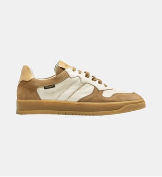 Baskets basses Mix en cuir - Kost Paris - Blanc et camel