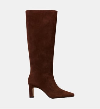 Bottes à talons cuir suède - Claudie Pierlot - Chocolat