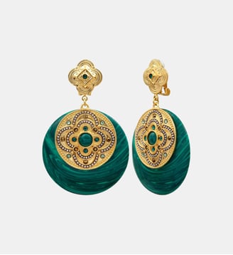 Boucles d'oreilles rondes clips   - Positano - Satellite - Vert