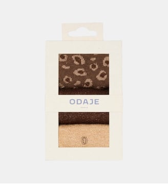Pack de 3 Chaussettes - Odaje - Paillettes et léopard marron doré