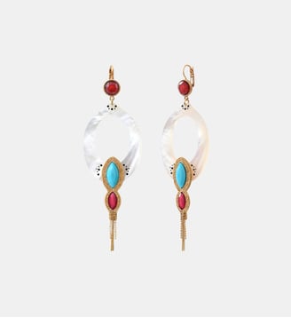 Boucles d'oreilles dormeuses pendantes   - Mindoro - Satellite - Nacre blanc