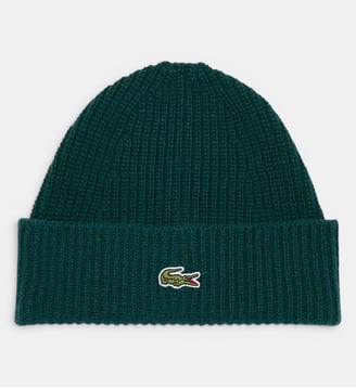 Bonnet laine côtelée - Lacoste - Vert