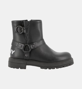 Bottes motard en cuir de vachette - DKNY - Black