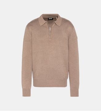 Pull polo Pldamon2 zip - Schott - Taupe