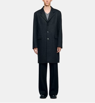 Manteau en drap de laine - Sandro - Gris chiné foncé