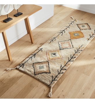 Tapis de couloir en laine, noué main AM.PM