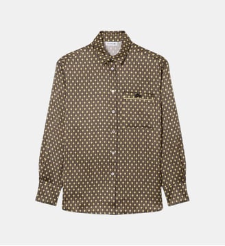 Chemise oversize satin imprimé - Lacoste - Marron jaune