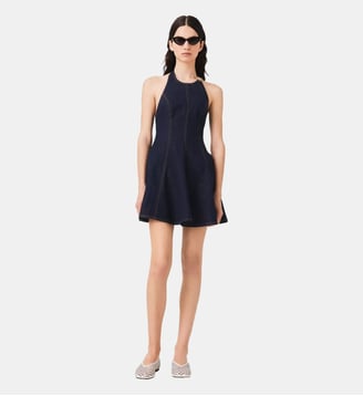 Robe courte en denim avec broche - Maje - Marine