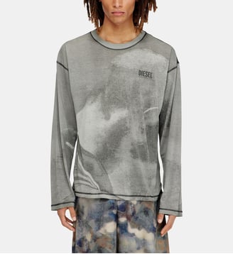 T-shirt à manches longues avec imprimé trompe-l'œil Diesel