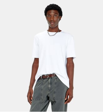 T-shirt en interlock de coton avec logo brodé - Diesel - Blanc