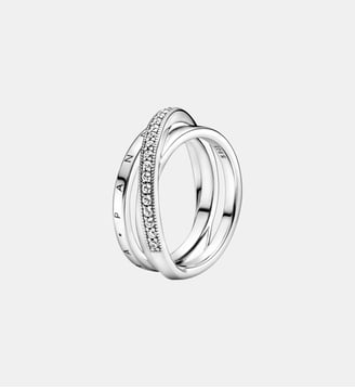 Anneau Triple Pavé Croisé - Pandora - Argenté