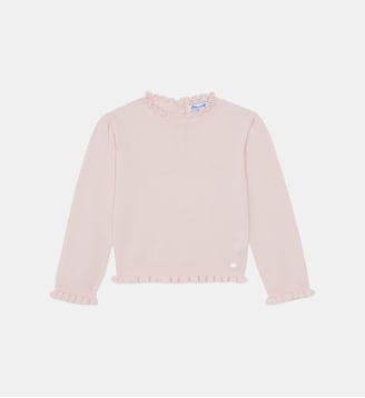 Pull - Rosée laine col festonné - Tartine Et Chocolat - Rose pâle