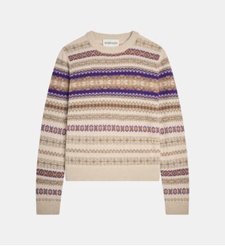 Pull col rond fairisle - Bompard - Avoine et ultraviolet