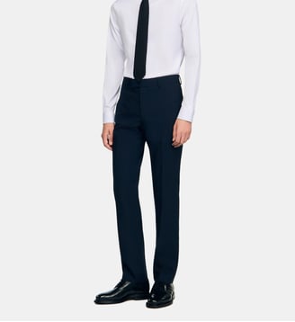 Pantalon de costume en laine - Sandro - Marine