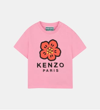 T-shirt pression a l'epaule - Kenzo Kids - Depp pink