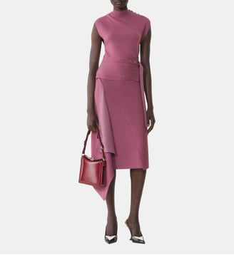 Robe Drapée Col Montant En Laine - Lanvin - Rose automne