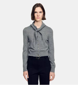 Cardigan en maille pointelle - Sandro - Gris