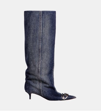 D-Venus-Botte slouchy à hauteur de genou en denim - Diesel - Bleu foncé