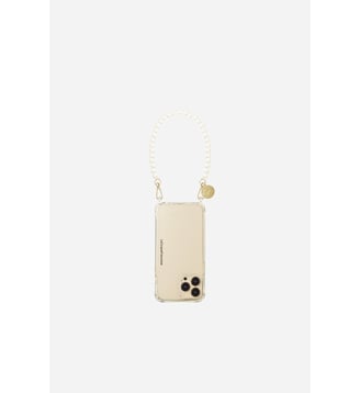 Chaîne de téléphone courte Agathe perles blanc - La Coque Française - Blanc