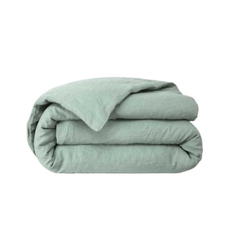 Housse de couette  en lin lavé - Desforges - Vert grisé