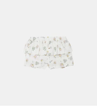 Short à volants et imprimé fleuri - Marni - Blanc