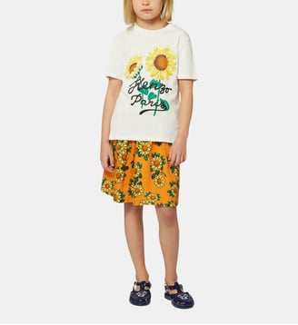 Jupe imprimée en satin coton - Kenzo Kids - Orange