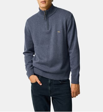 Pull droit en coton à col zip Merrick Bay - Rodd & Gunn - Stonewash