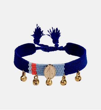 Bracelet en tissu réglable avec cabochon central et pampilles CIPRA - Hipanema - Indigo