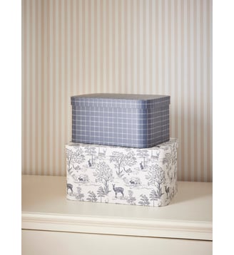 Boîte gigogne "petit Jouy" par lot de 2 - Cyrillus - Carreaux bleu