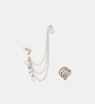 Set de 2 bijoux d'oreilles squelette Halloween - Balaboosté - Argenté