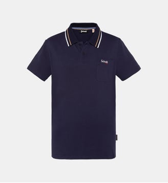 Polo rétro en coton piqué - Schott - Marine