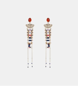 Boucles d'oreilles pendantes avec perles et chaînes KAJA - Hipanema - Indigo