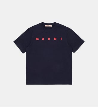 T-shirt logo en coton - Marni - Bleu foncé