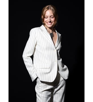 veste Garry en lin et coton à rayures blanches Agnès b.