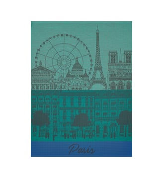Torchon Paris panorama 100% coton - Le Jacquard Francais - Jardin