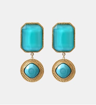 Boucles d'oreilles pendantes clips   - Louise - Satellite - Bleu turquoise