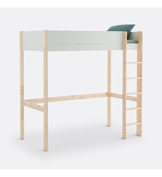 Lit mezzanine, 1 place, pin massif - La Redoute Interieurs - Blanc bois