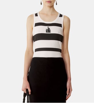 Débardeur Brodé La Mère Et L'Enfant En Jersey Côtelé - Lanvin - Gris