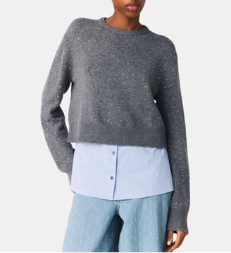 Pull strassé avec details amovibles - Maje - Gris