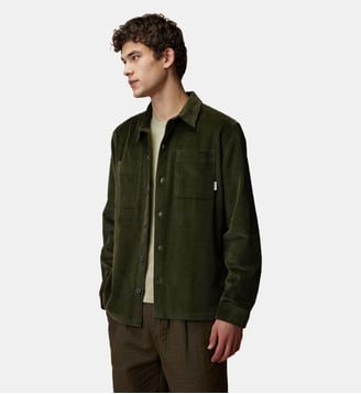 Sur-chemise en velours côtelé - Faguo - Vert olive foncé