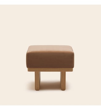 Tabouret ANCA  Bois et velours lumineux - Madura - Velours camel doré