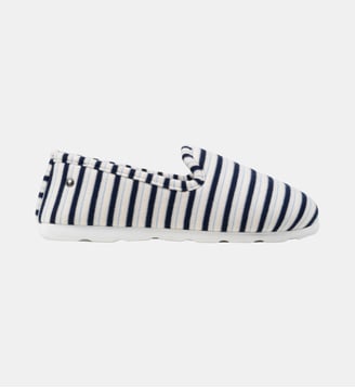 Chaussons Charentaises semelles ergonomique très confortables, en jersey bio - Isotoner - Rayures bleues