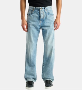Jean loose en denim délavé Light blue - Balmain - Bleu
