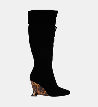 Bottes Wedge en velours - Balmain - Noir
