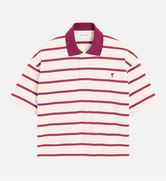 Polo Ami de Coeur flèche unisexe en coton - AMI Paris - Écru et bordeaux