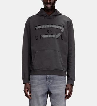 Sweat à capuche en coton avec appliqué D - Diesel - Gris foncé