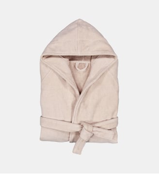 Peignoir capuche éponge velours 450 g/m2 - La Redoute Interieurs - Beige clair