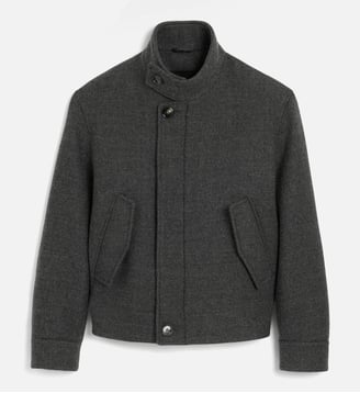 Blouson Harrington rembourré unisexe en laine - AMI Paris - Gris carbone